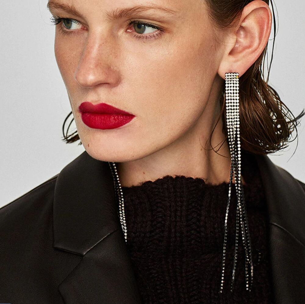 5 Tiers 8" Long Crystal Statement Earrings